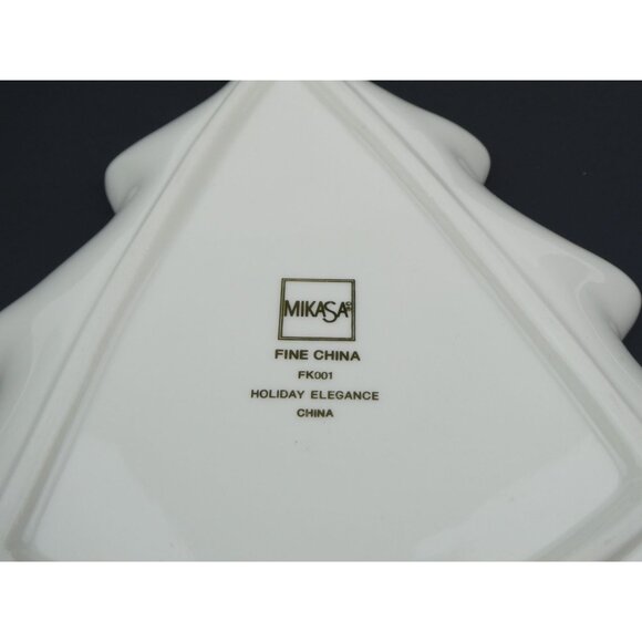 Mikasa Fine China Holiday Elegance Christmas Tree Shaped Serving Dish - Picture 8 of 11